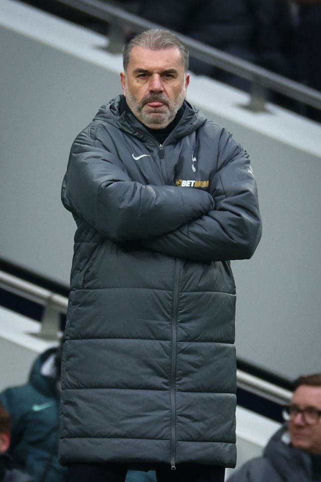 Ange Postecoglou, manager of Tottenham Hotspur, with arms crossed.