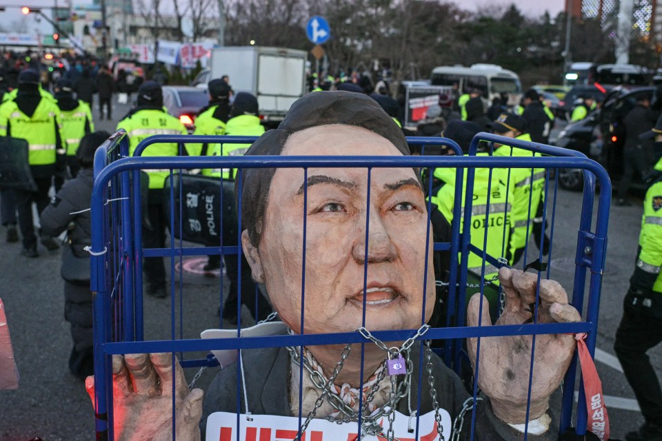 An effigy of Yoon made by protesters