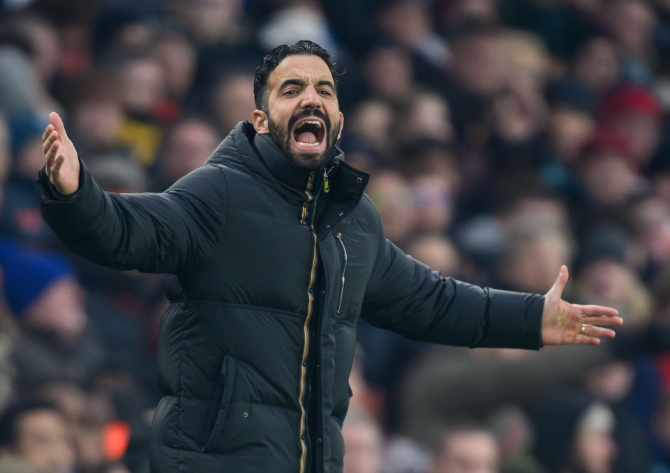 Manchester United manager Ruben Amorim at the Emirates Stadium.