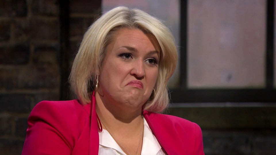 Sara Davies looks unimpressed on Dragons' Den.