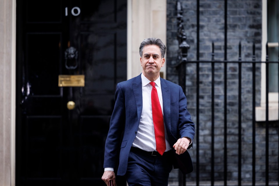 Ed Miliband leaving 10 Downing Street after a cabinet meeting.