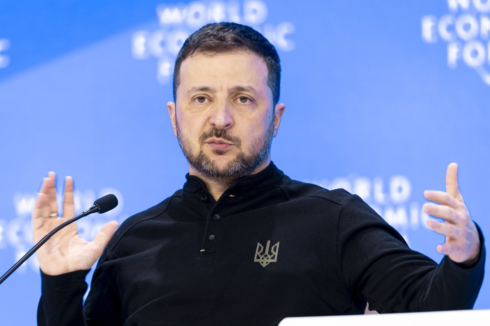 Volodymyr Zelensky speaking at the World Economic Forum in Davos.