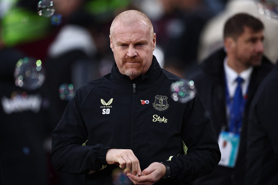 Sean Dyche, Everton manager, at a football match.