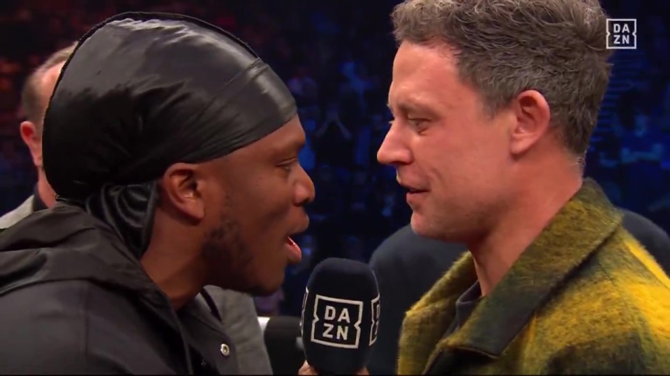 KSI and Wayne Bridge face off during an interview.