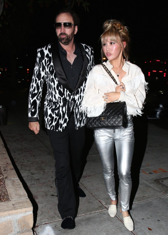 Nicolas Cage and Erika Koike leaving a dinner date.