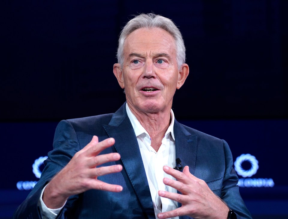 Tony Blair speaking at a conference.