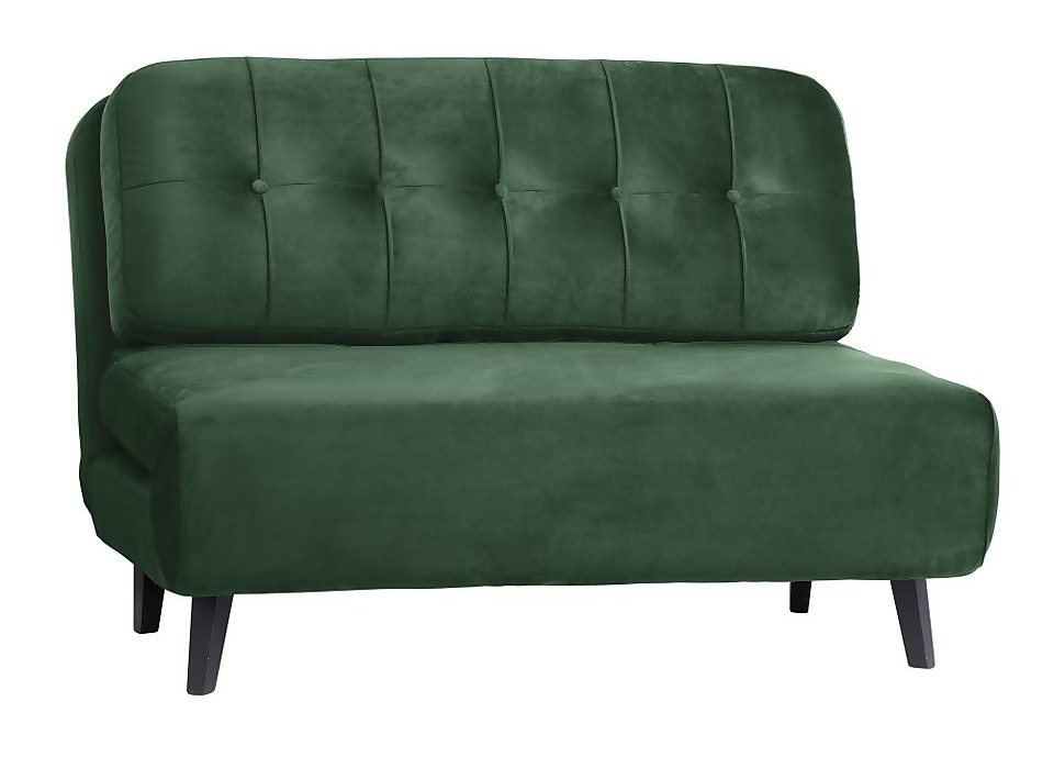 Dark green velvet futon.