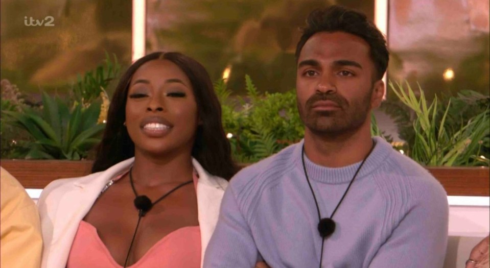 EROTEME.CO.UK FOR UK SALES: Contact Caroline 00 44208 374 8542 If bylined must credit ITV2 Love Island All Stars Picture Shows: Ron Hall and Grace Jackson have to each choose to steal a girl and a boy from the already formed couples. Ron steals Kaz Crossley and Grace steals Luca Bish. Catherine Agbaje and Nas Majeed NON-EXCLUSIVE Date: Tuesday 21st January 2025 Job: 250121UT14 London, UK EROTEME.CO.UK Disclaimer note of Eroteme Ltd: Eroteme Ltd does not claim copyright for this image. This image is merely a supply image and payment will be on supply/usage fee only.