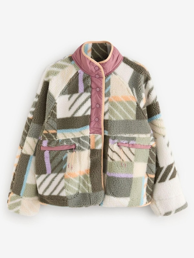 Patchwork fleece jacket.