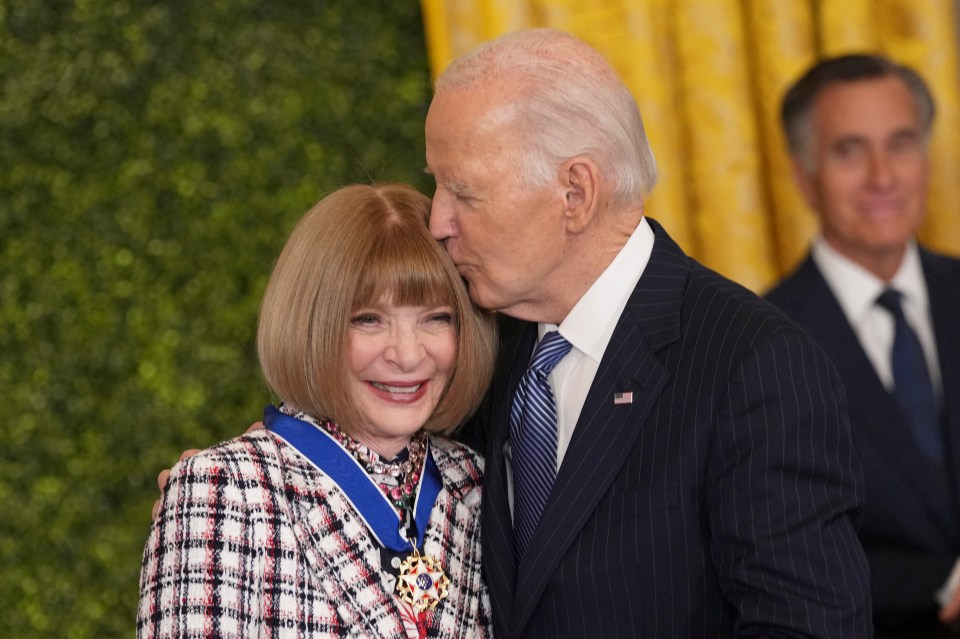 Vogue editor Dame Anna Wintour also received the award from Joe Biden