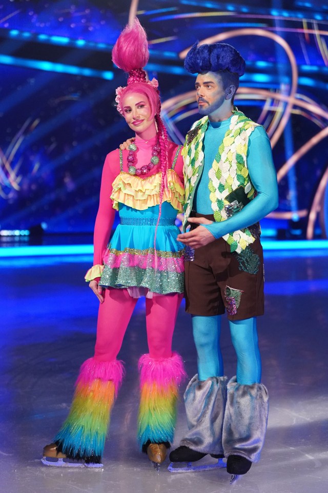 Ferne McCann and Brendyn Hatfield in costume on Dancing on Ice.