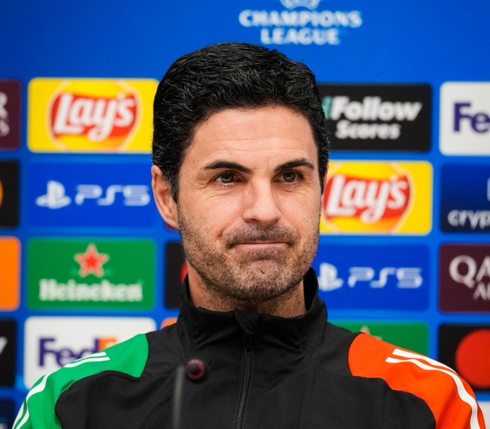 Mikel Arteta at an Arsenal press conference.