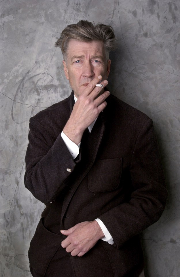 David Lynch smoking a cigarette.