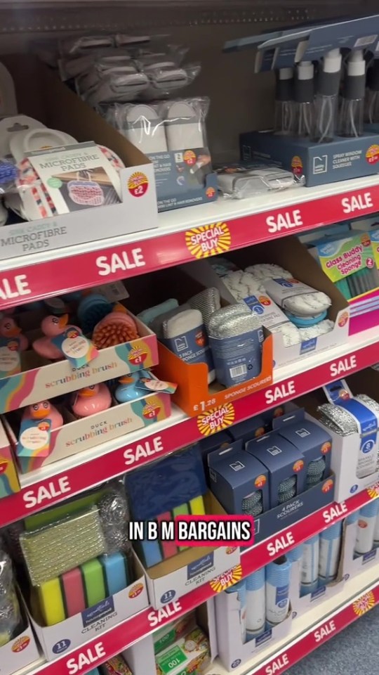 B&M bargains: cleaning supplies on sale.