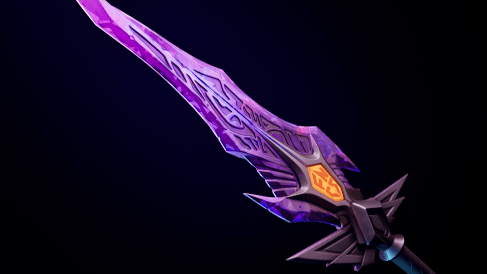 Illustration of a purple and orange crystal sword.