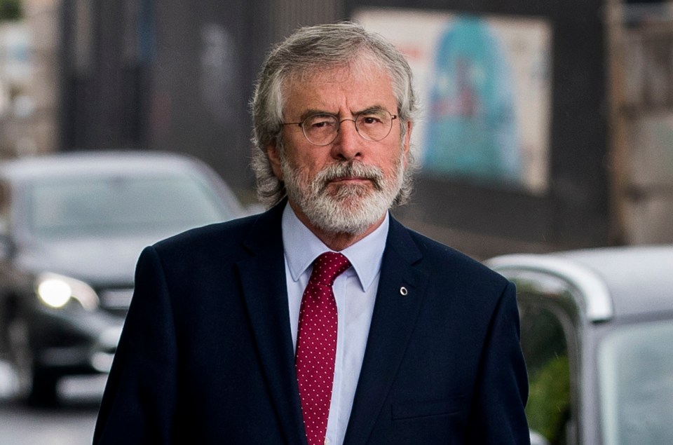 Gerry Adams giving evidence at Laganside Court in Belfast.