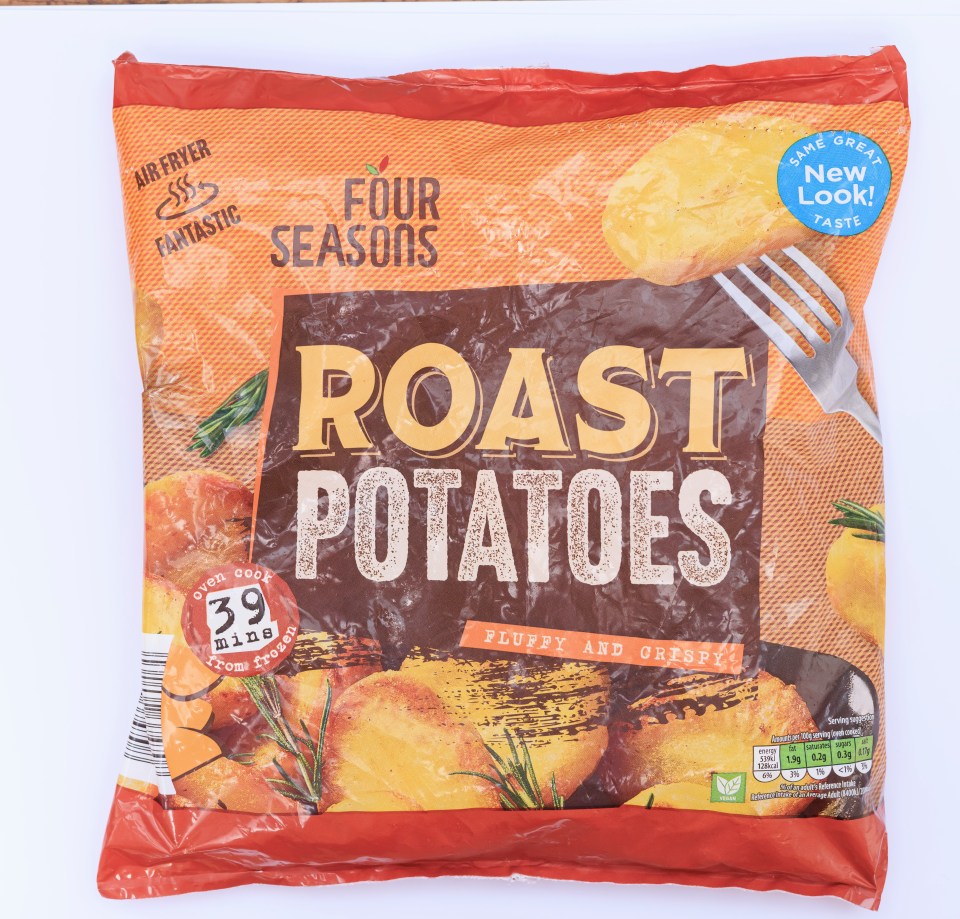 Bag of Four Seasons frozen roast potatoes.