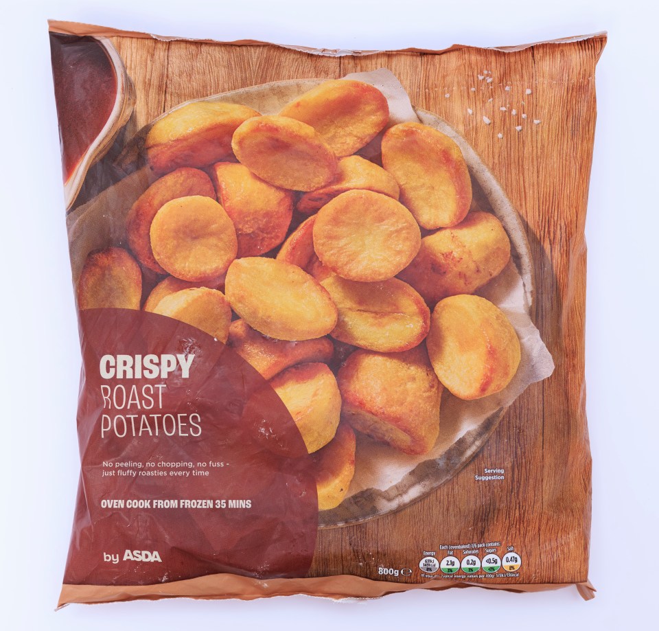 Package of ASDA Crispy Roast Potatoes.