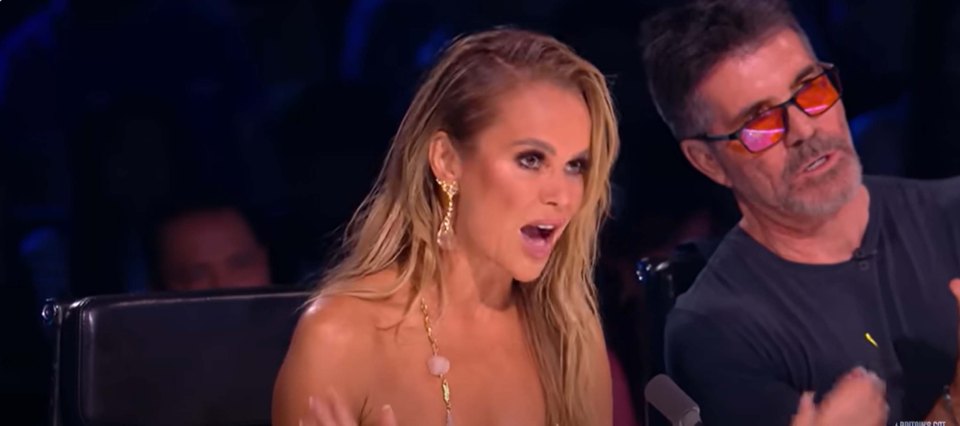 Amanda Holden and Simon Cowell reacting on Britain's Got Talent.