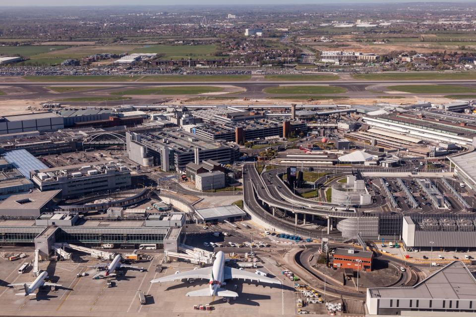 Aerial view of London Heathrow Airport.