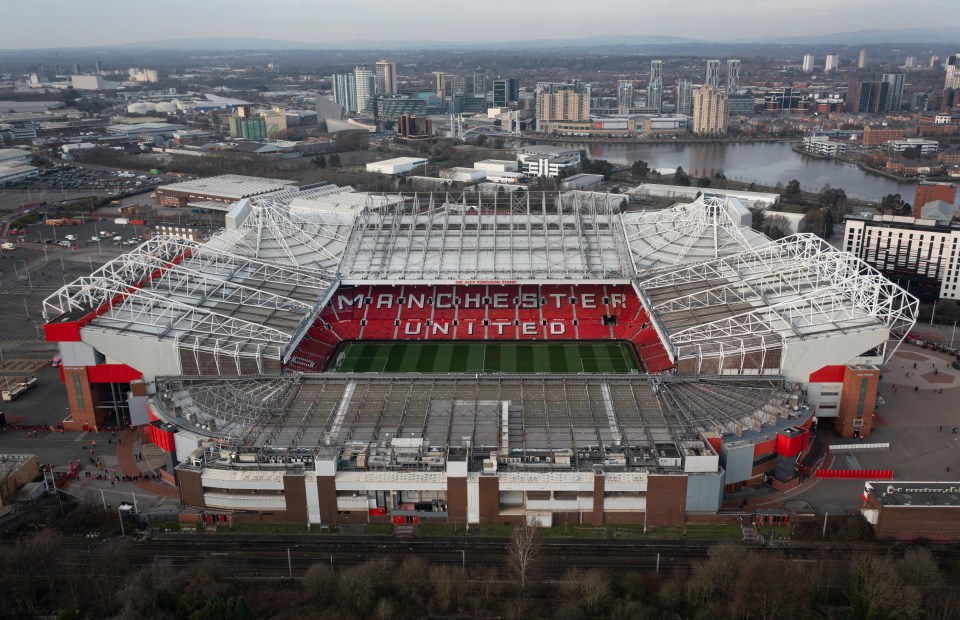 Aerial view of Old Trafford stadium in Manchester.