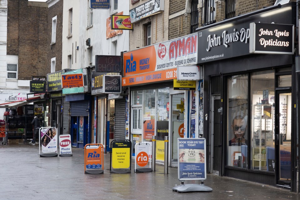 Woolwich high street shops and businesses.