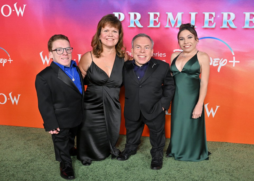 Warwick Davis and family at the Willow premiere.