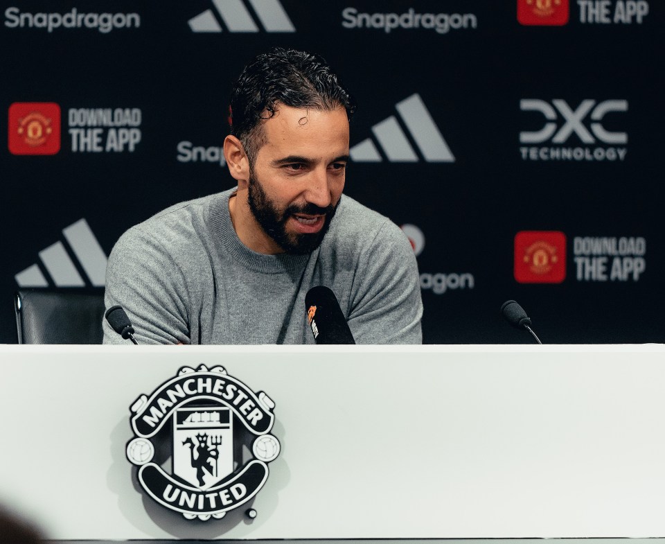 Ruben Amorim at a Manchester United press conference.