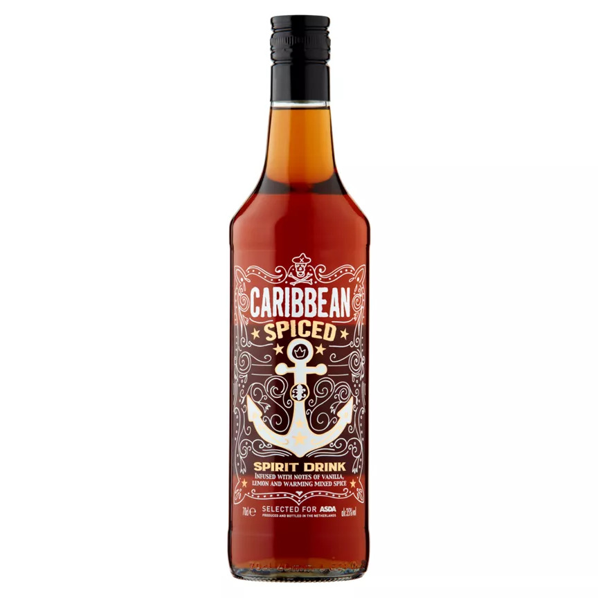 Bottle of Caribbean Spiced spirit drink.