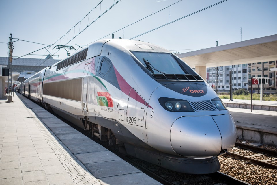 High-speed train Al Boraq at a station.