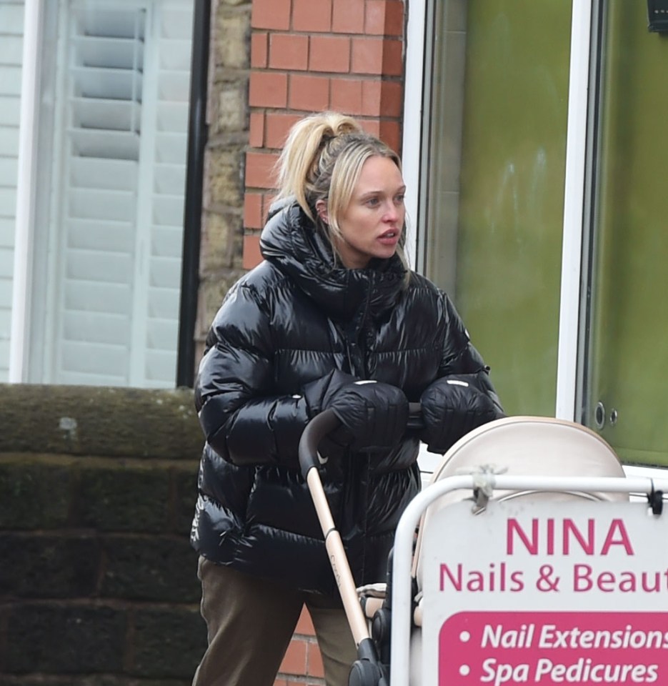 Hollyoaks actress Jorgie Porter has been seen for the first time since giving birth in December last year to a daughter