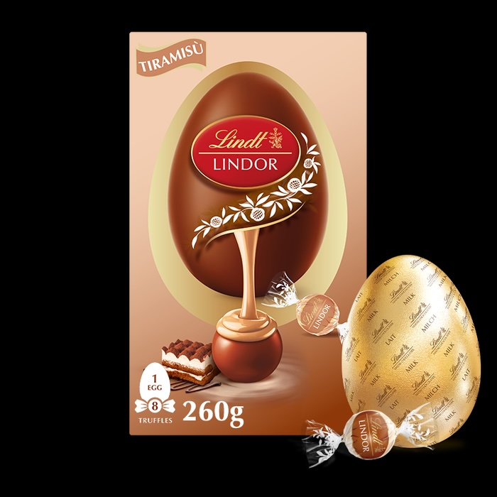 Lindt Lindor Tiramisu Easter egg with eight truffles.