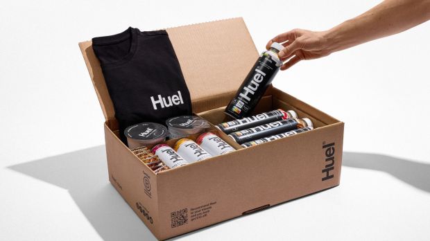 Huel product bundle in a box.