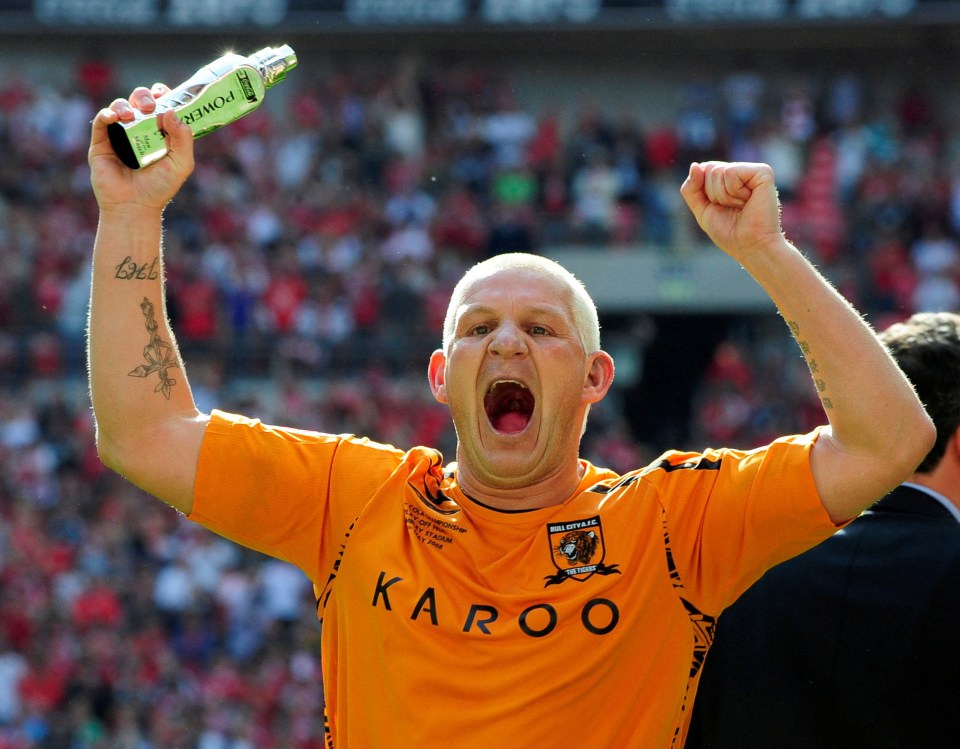 Dean Windass of Hull City celebrates a victory.