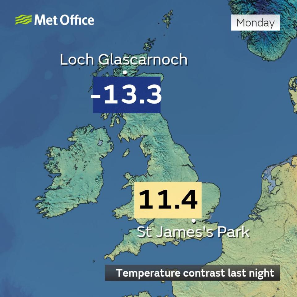 Sunday night was the UK's coldest of the winter so far