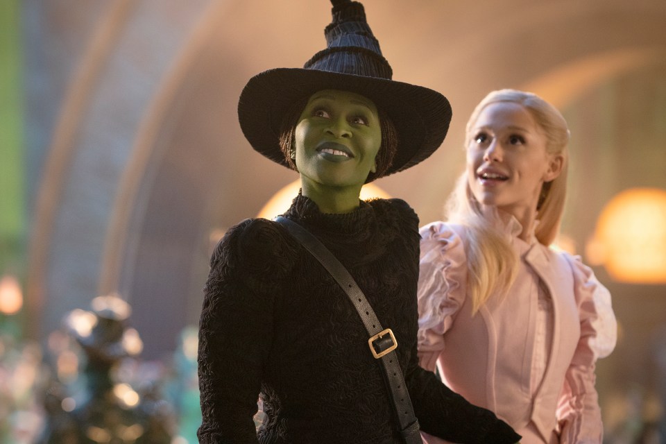 Cynthia Erivo and Ariana Grande in a scene from the film "Wicked."