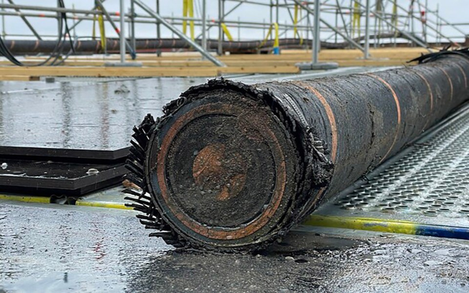 Damaged cable on a construction site.