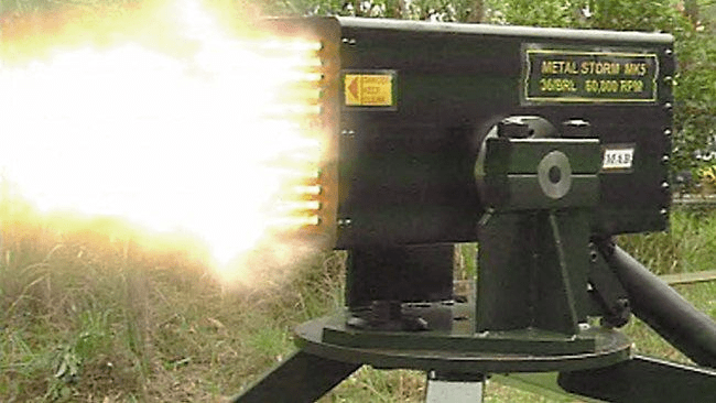 The Metal Storm gun was first created by an Australian inventor in the '90s