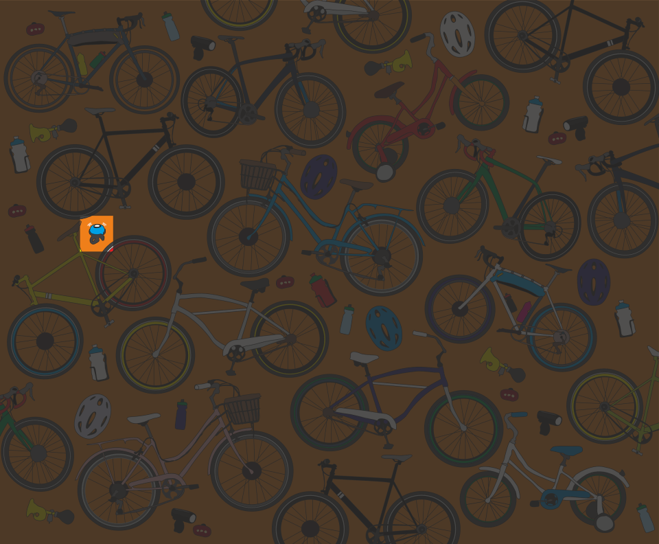 Illustration of many bicycles and cycling accessories.