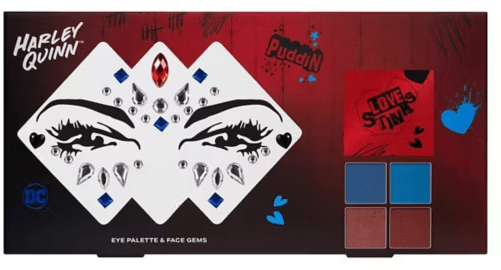 Harley Quinn eye palette and face gems.