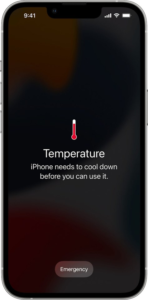 iPhone overheating; needs to cool down before use.