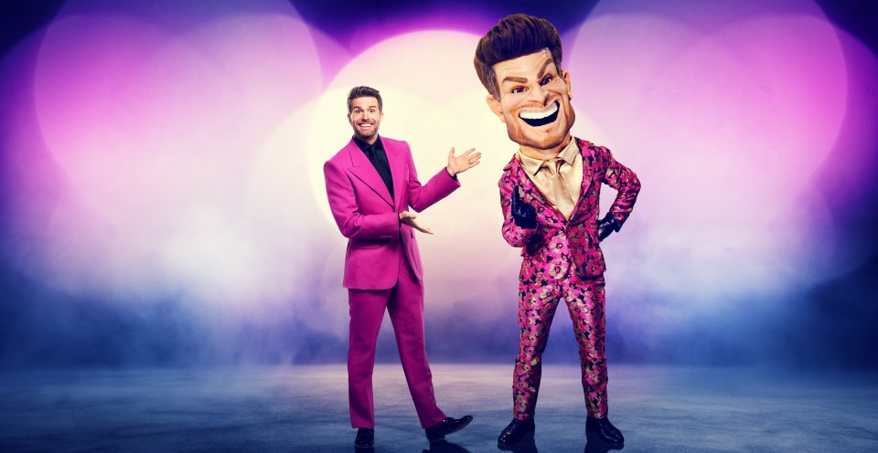 Joel Dommett and Big Joel from The Masked Singer.