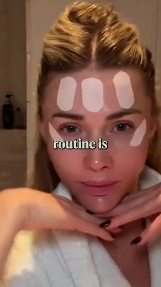 Woman with face patches demonstrating a Botox alternative.