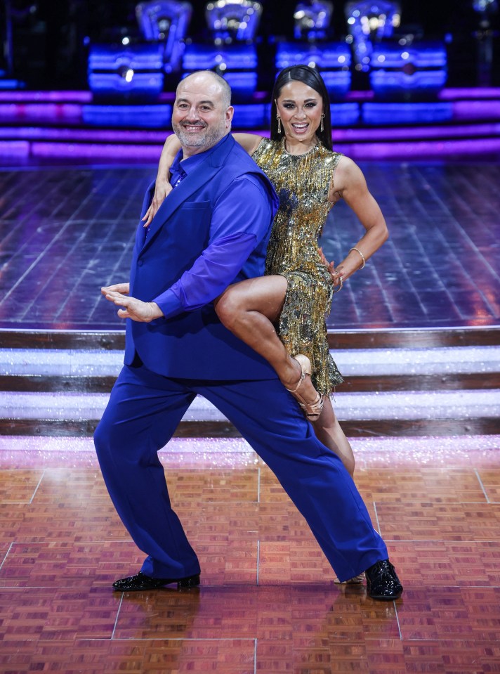 Katya Jones and a male partner in blue during the Strictly Come Dancing Live Tour photocall.