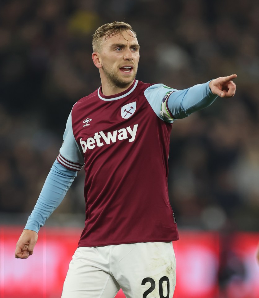 Jarrod Bowen of West Ham United in a soccer match.