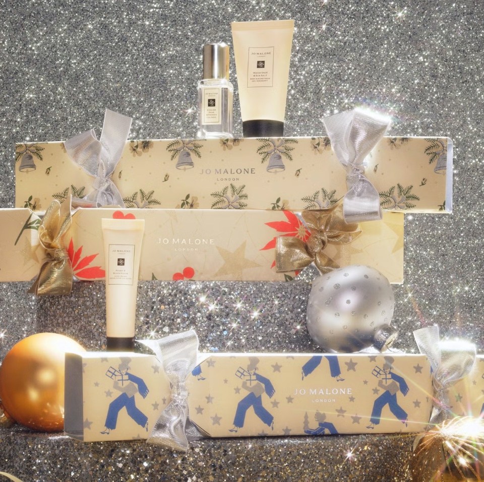 Jo Malone London holiday crackers with perfume and hand cream.