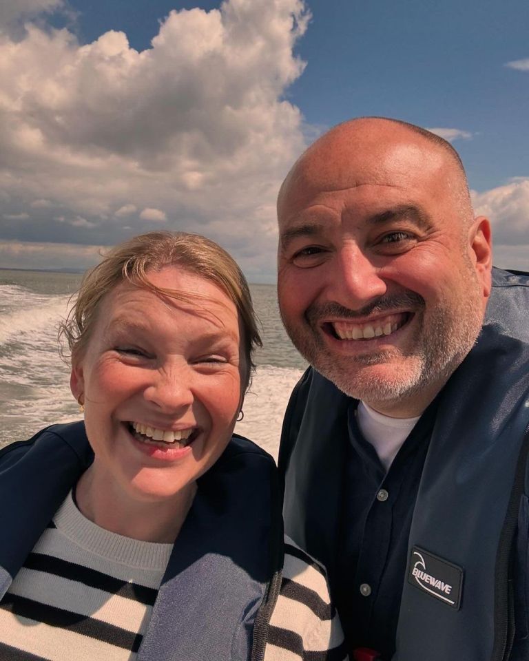 Joanna Paige and Wynne Evans at sea.