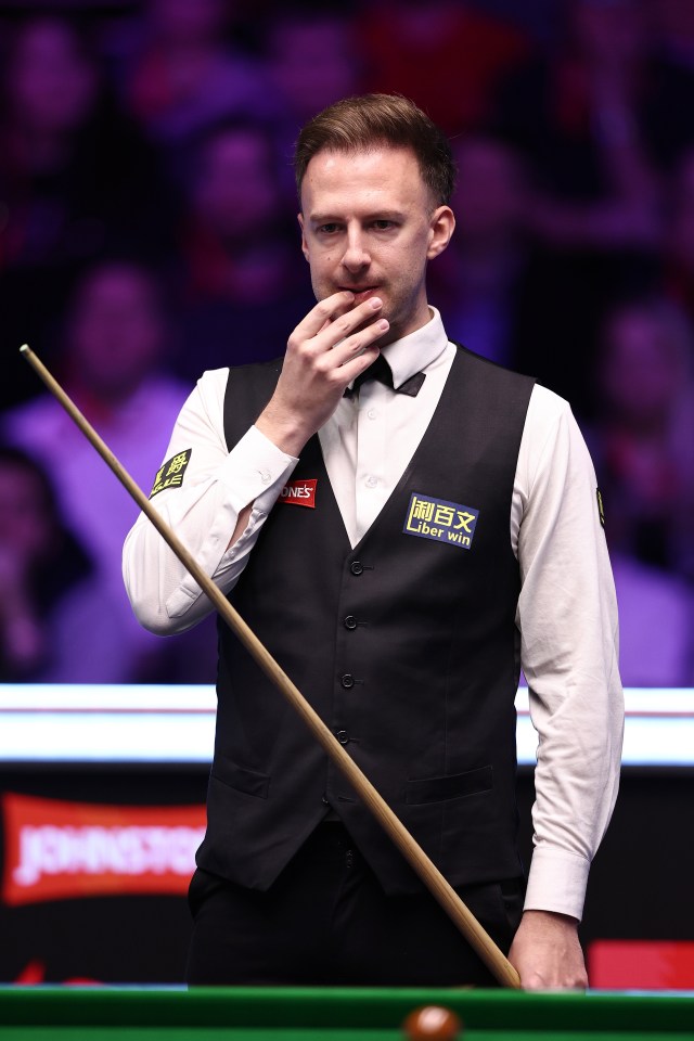 Judd Trump of England during a snooker match.