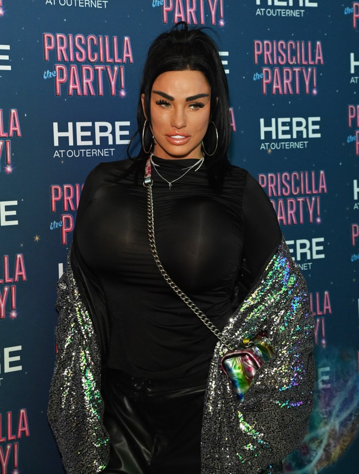 Katie Price at the press night of "Priscilla The Party!"