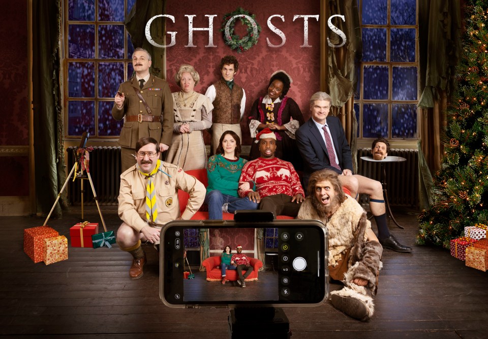 Ghosts Christmas special cast photo.